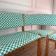 Vintage pine corner bench dining area