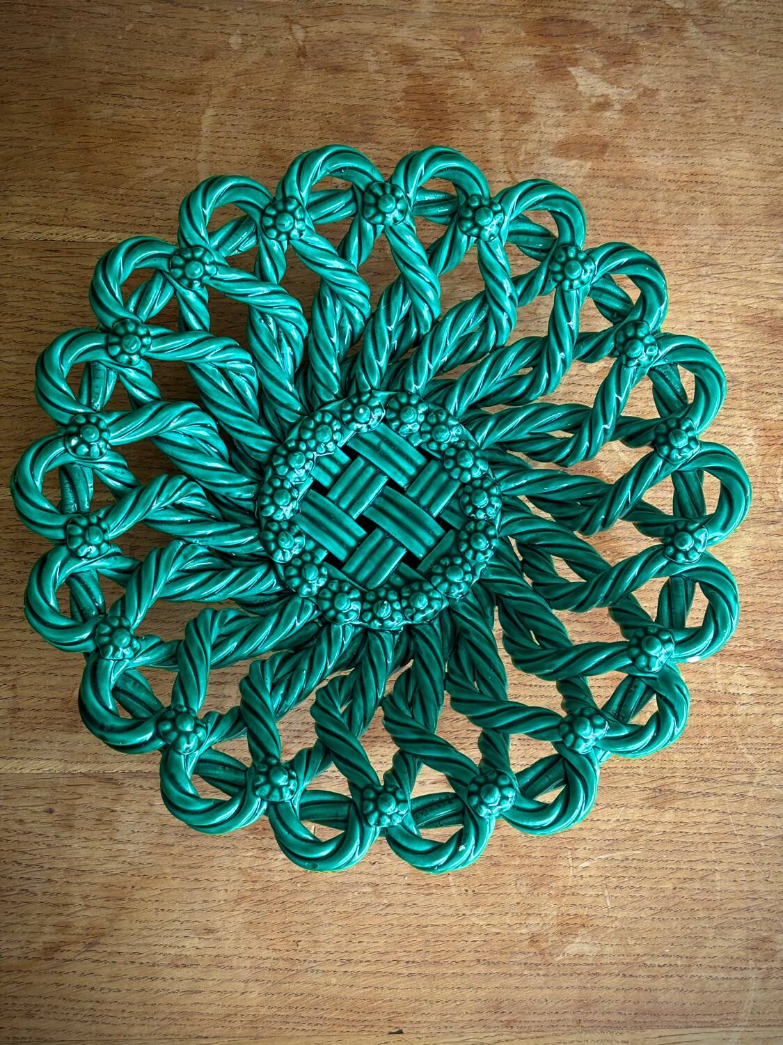 Vallauris woven ceramic fruit bowl basket