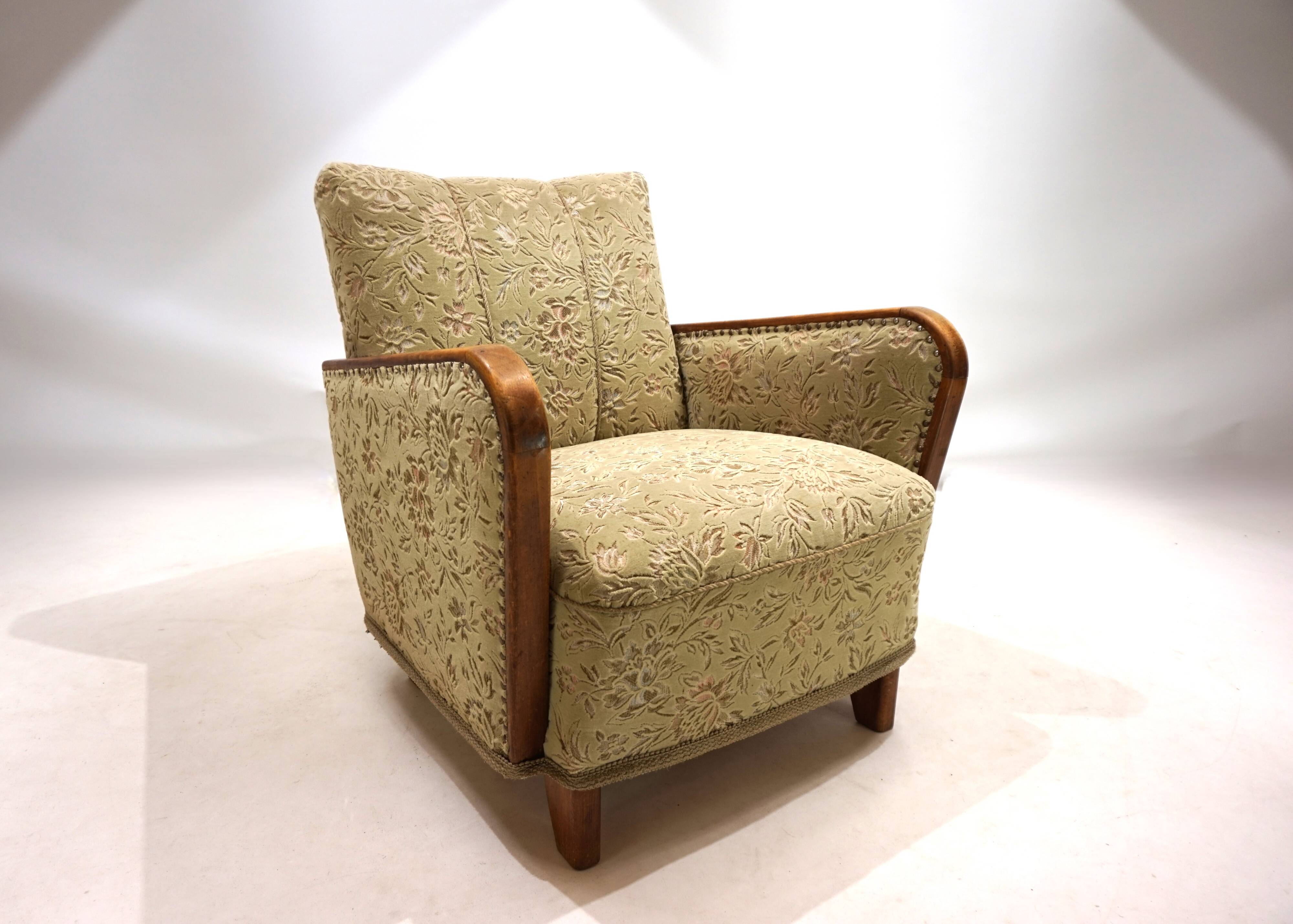 Fauteuil de salon Art Déco en jacquard de velours, 1930
