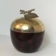 Apple-shaped ice bucket in red celluloid, gold-tone metal and plastic