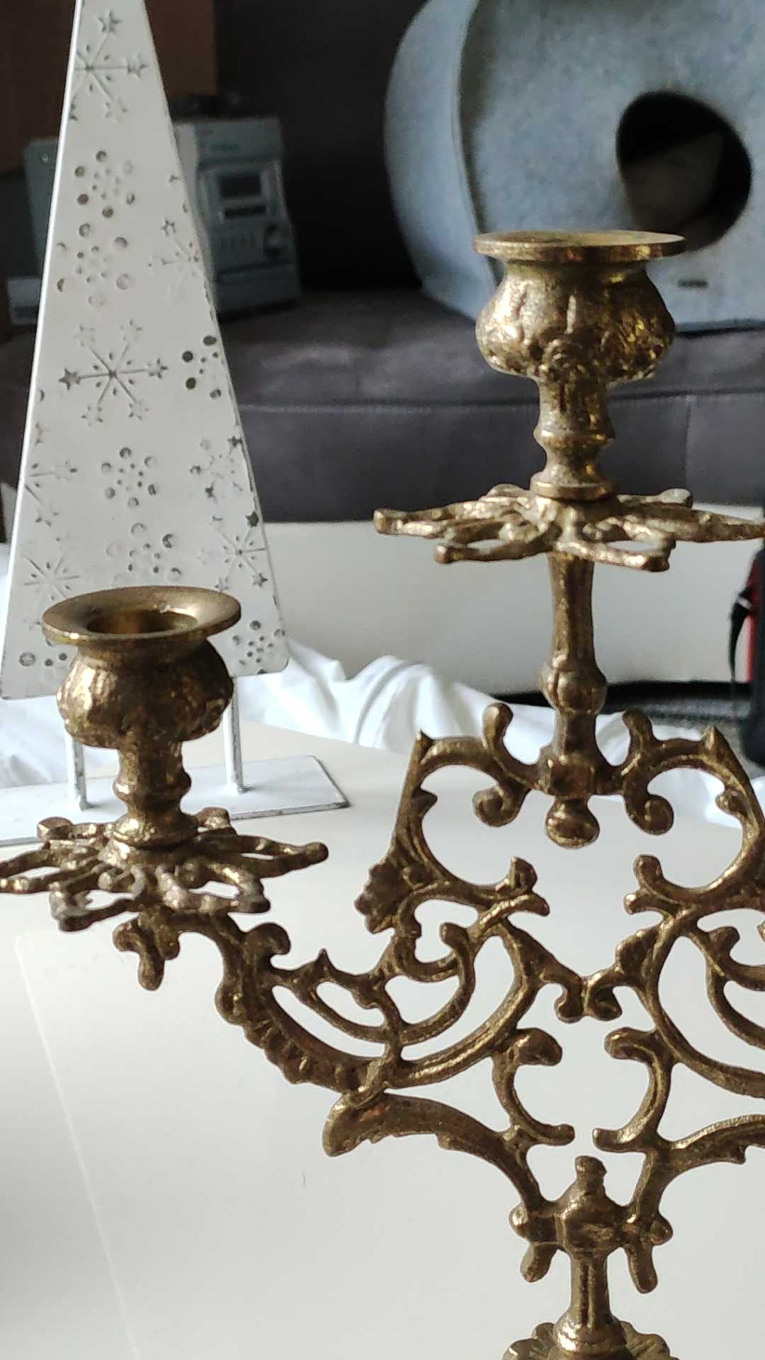 Elegant Antique Chandelier/Candelabra 3 fires in gilded patinated bronze. Baroque/Rococo/Shabby chic style