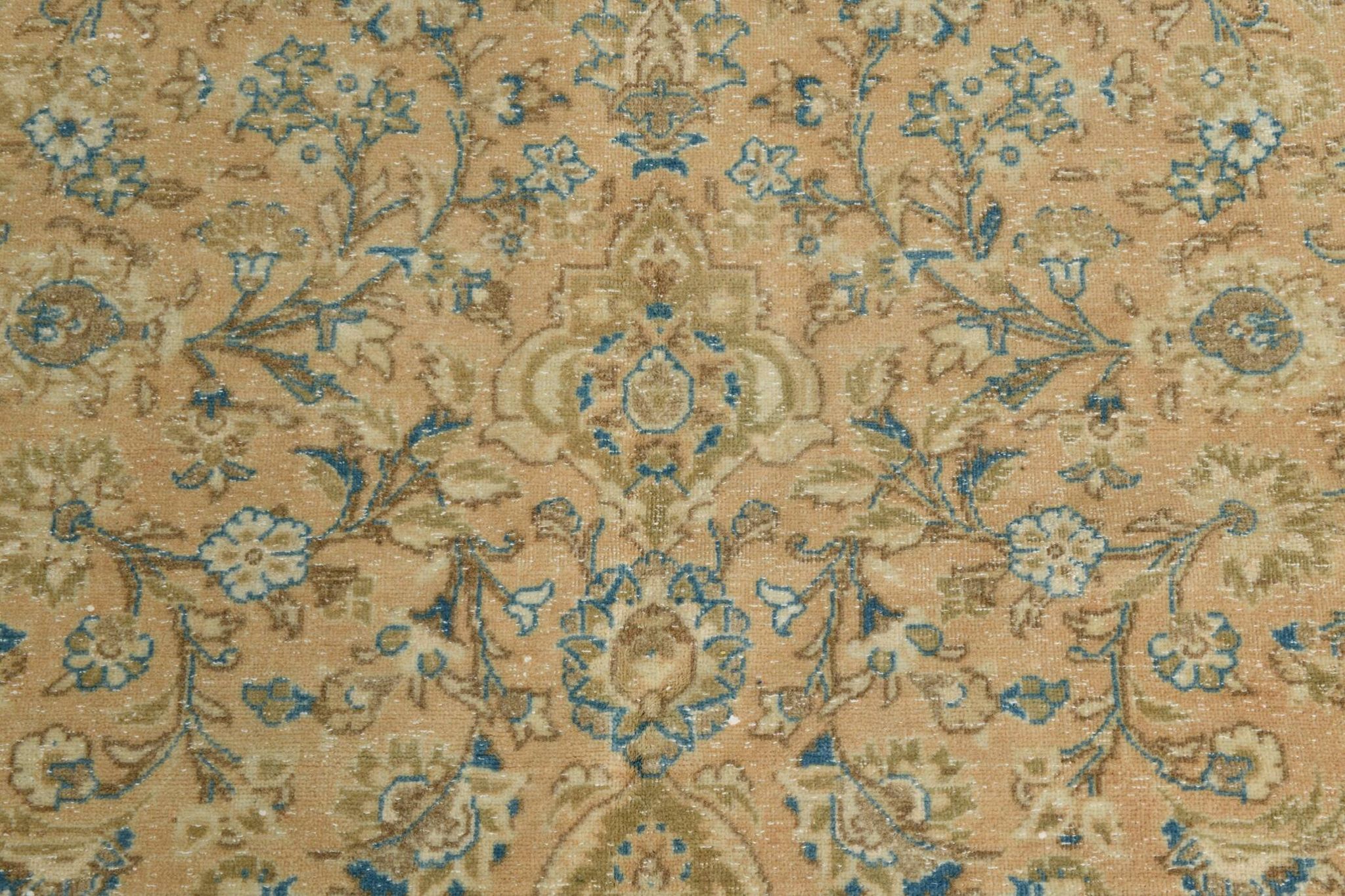 Sky Blue Hand Knotted Antique Vintage Persian Tabriz Rug, 293x407 Cm