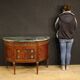 French Louis XVI style half-moon commode with marble top
