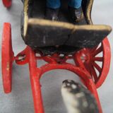 Old toy Horse-drawn carriage in cast iron polychrome iron with checker "P.D. CHIEF"
