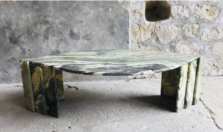 Marble table drop shape Roche Bobois vintage