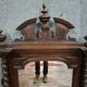Large Buffet Mirror or Psyche in Henri II Style, Carved Walnut, Late 19th Century