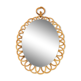 Old vintage oval rattan mirror