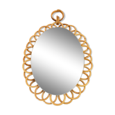 Ancien miroir vintage ovale en rotin
