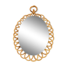 Ancien miroir vintage ovale en rotin