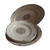 Lot de 2 plats et 4 assiettes plates. Sarreguemines Digouin. Modéle Primax brun.