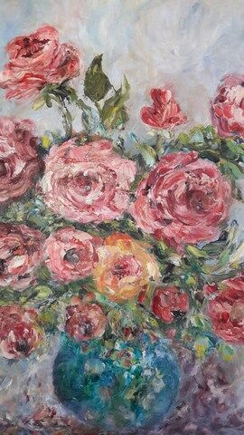 Painting painting oil Bouquet of roses