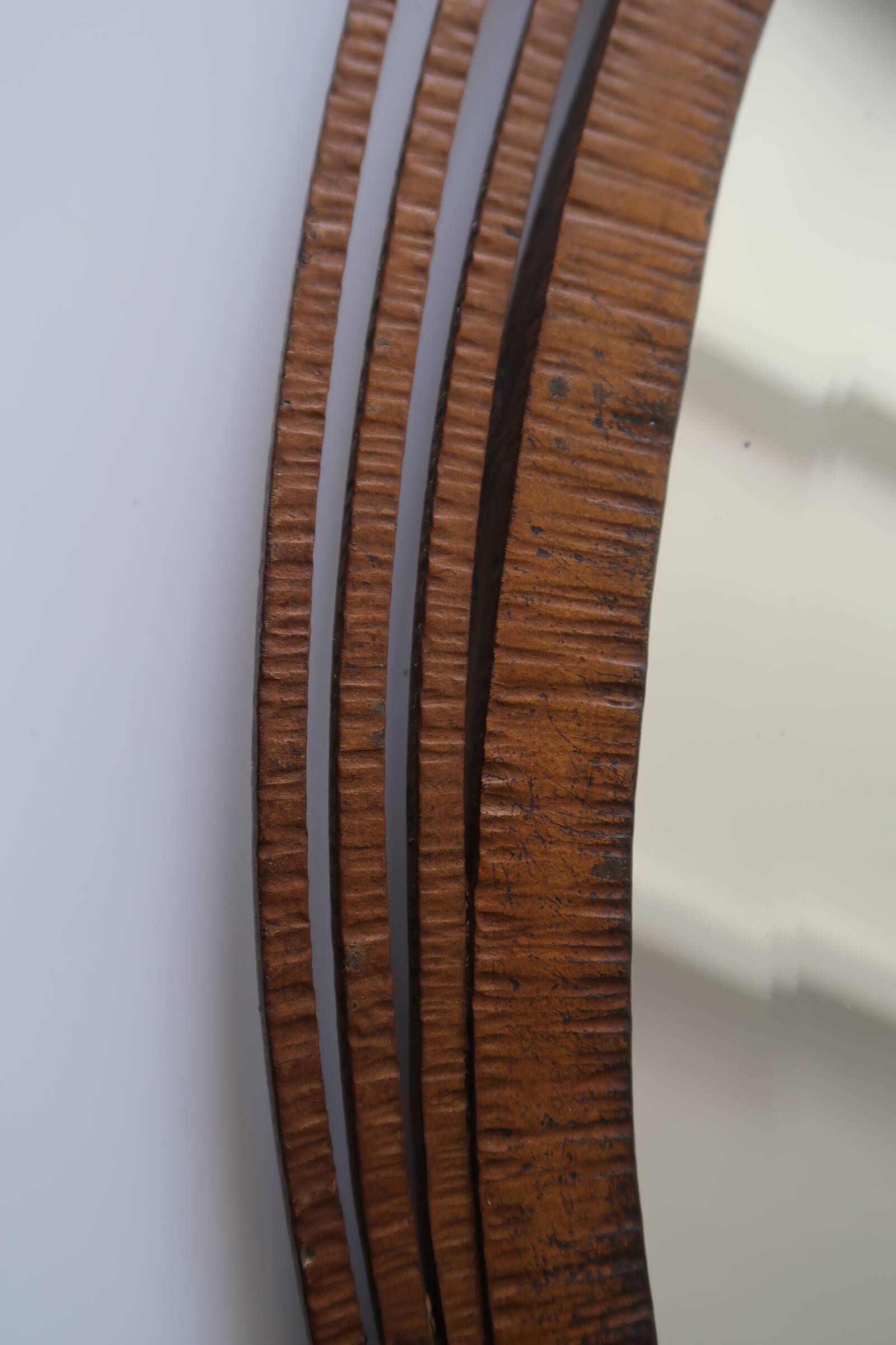 Art Deco mirror from the 1930s in hammered steel.