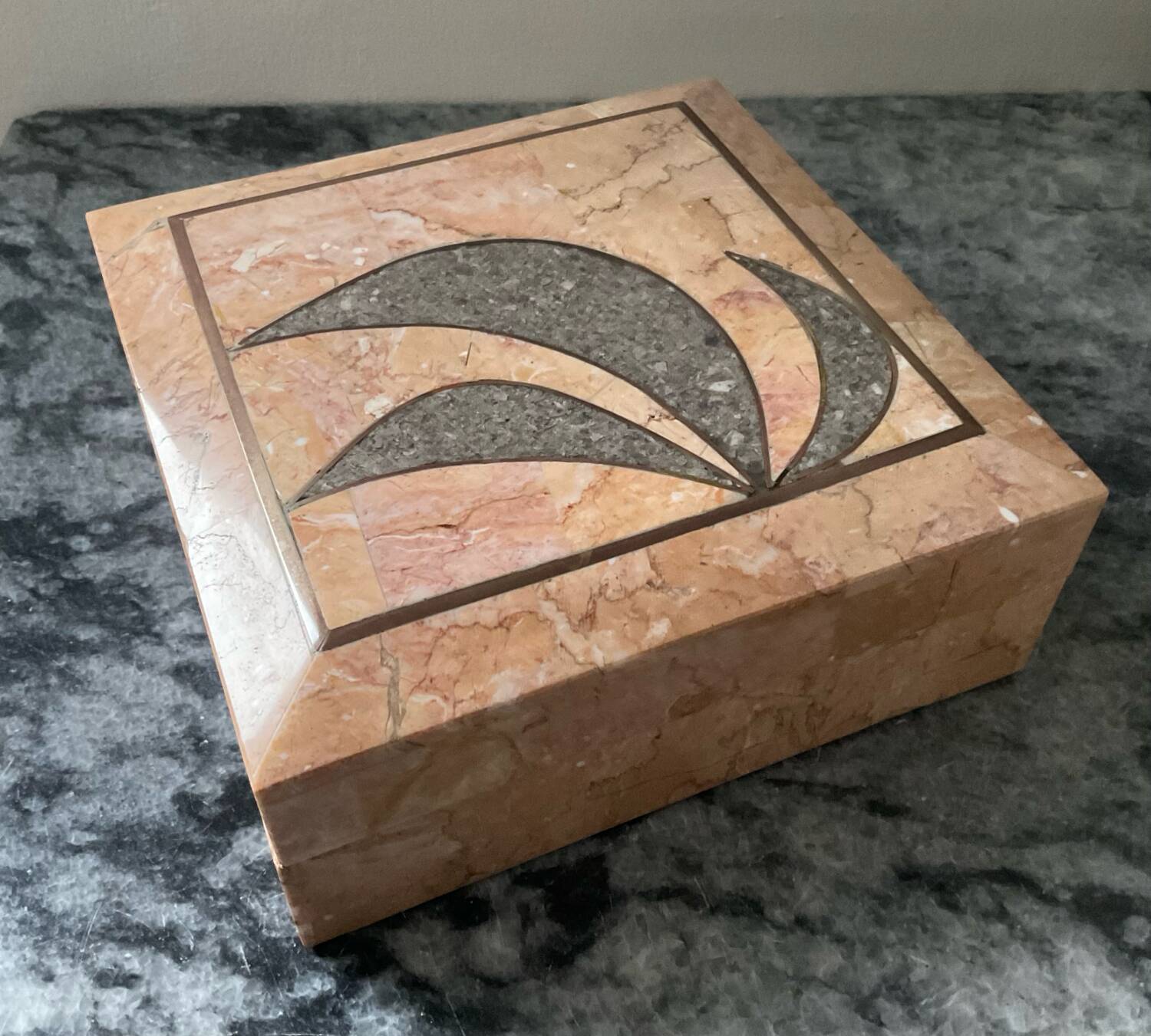 Maitland Smith jewellery box in tessellated stone