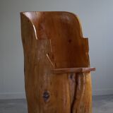 Chaise en souche en bouleau massif par un ébéniste suédois, Wabi Sabi, années 1950