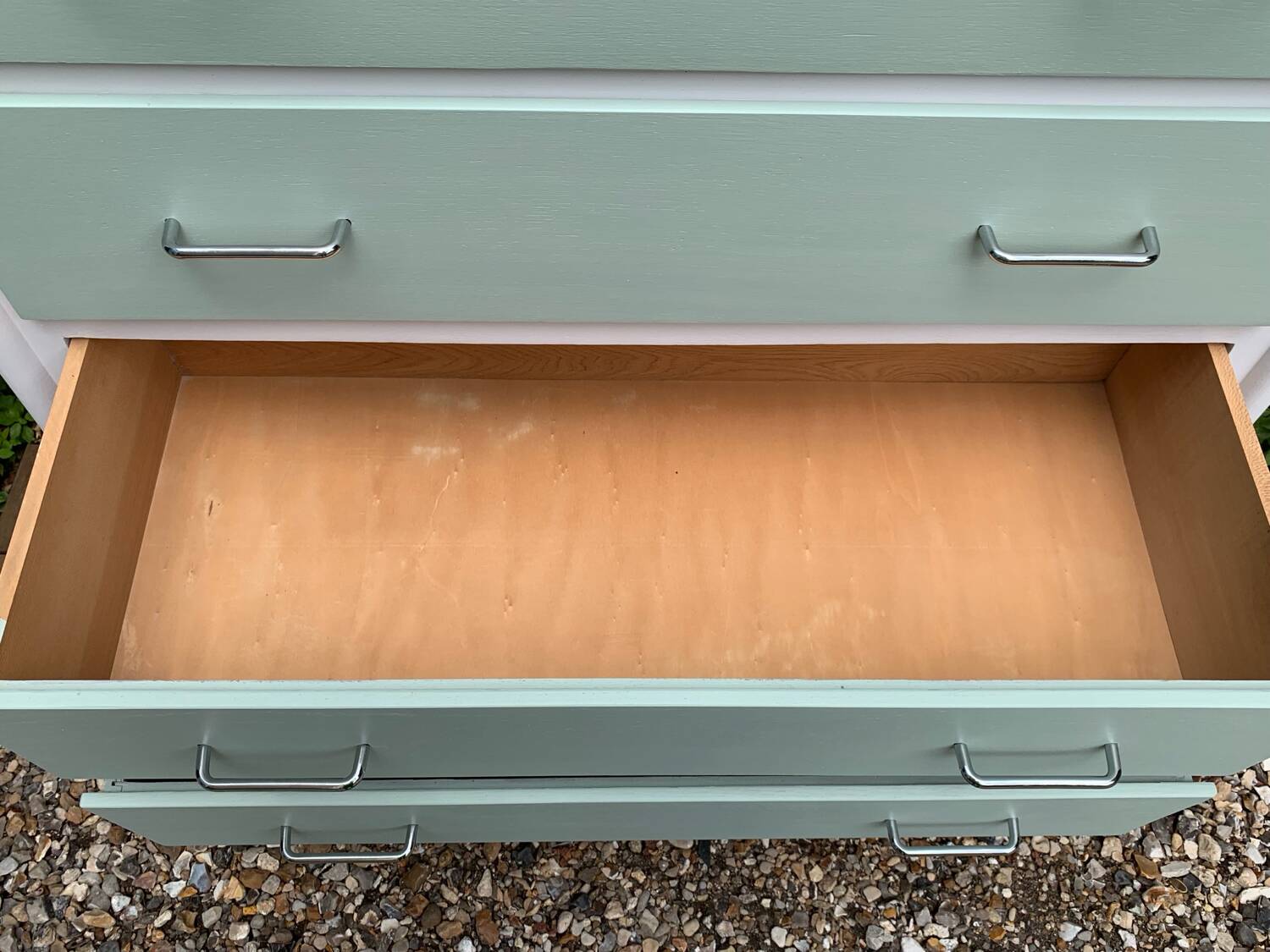 Vintage 1950s compass foot chest of drawers