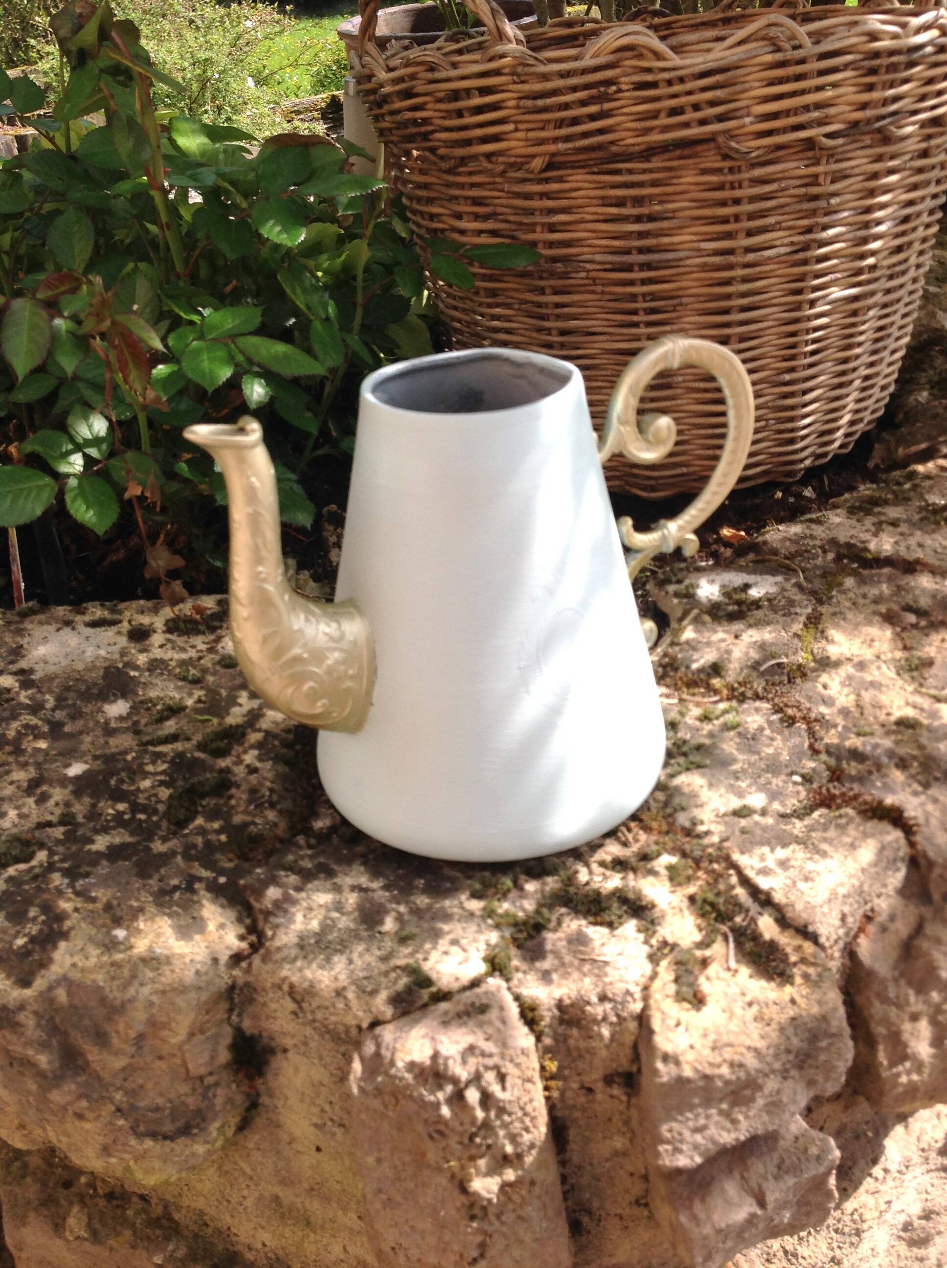 Peppermint and gold "cafetiere" watering can