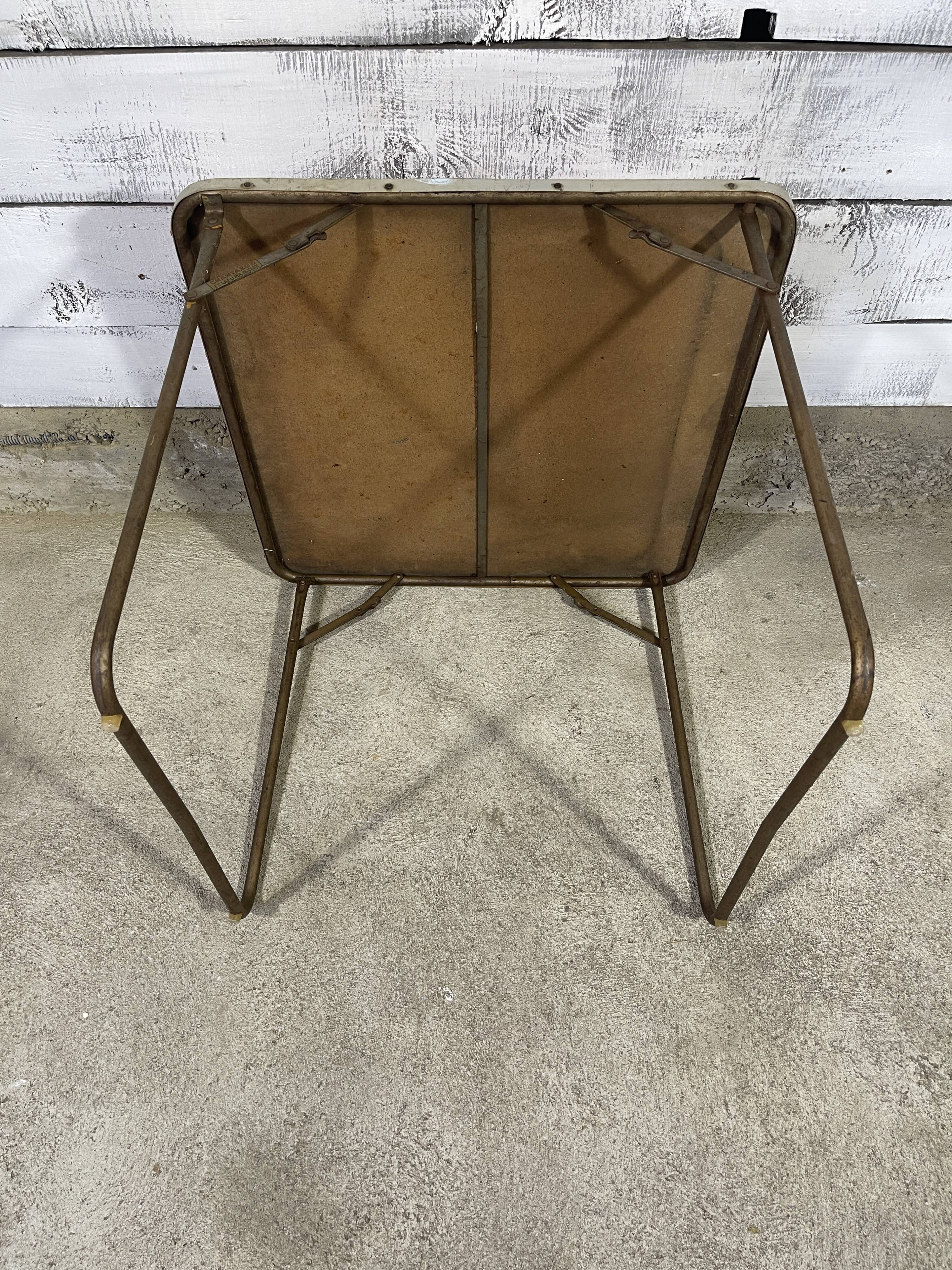 Folding orange camping table Chantazur Lafuma 70s