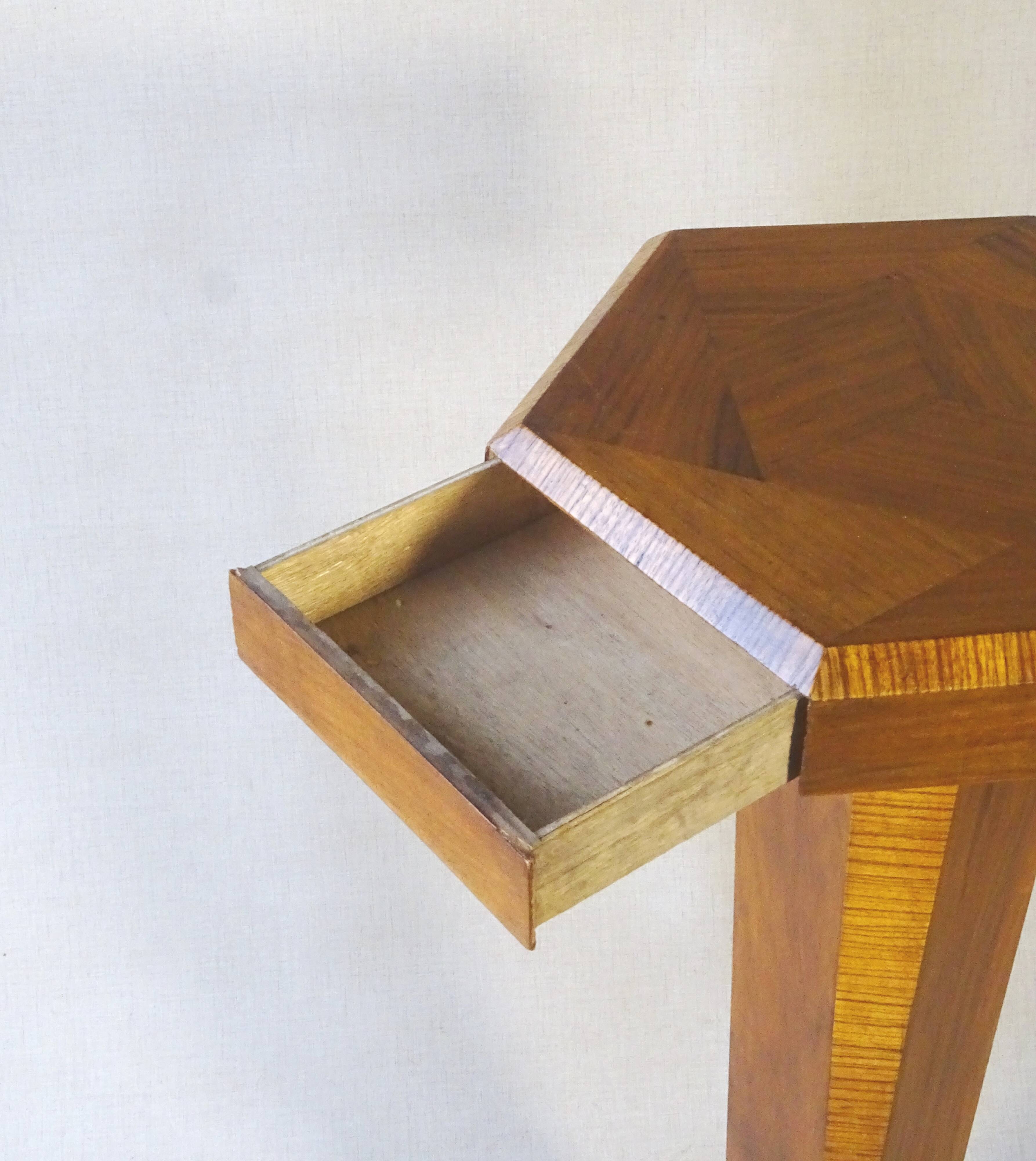Side table with removable polygonal top, Art Deco, inlaid 1925