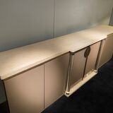 Lacquered, travertine and plexiglass sideboard, Belgo Chrom, 1970s