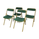 Lot of 4 folding chairs striped fabrics and green metal year 60