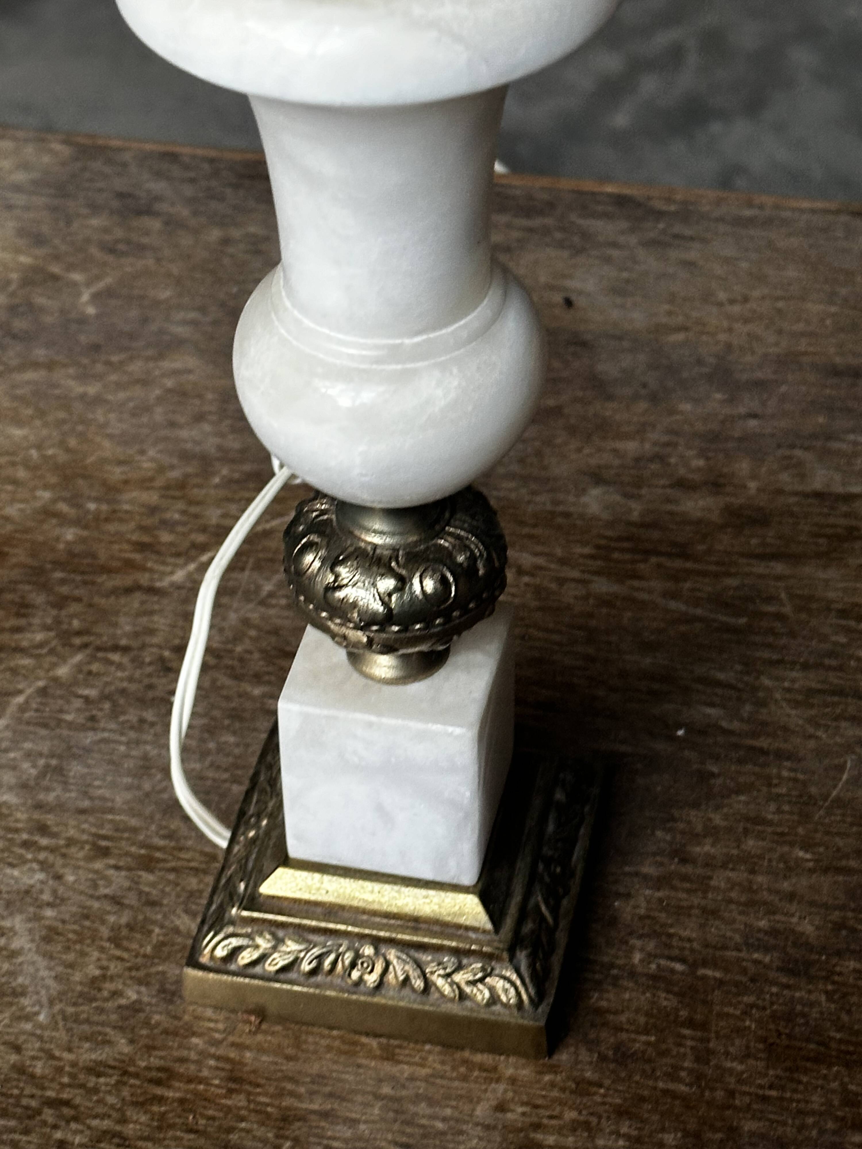 Vintage Alabaster and Brass Lamp Base H 30 cm