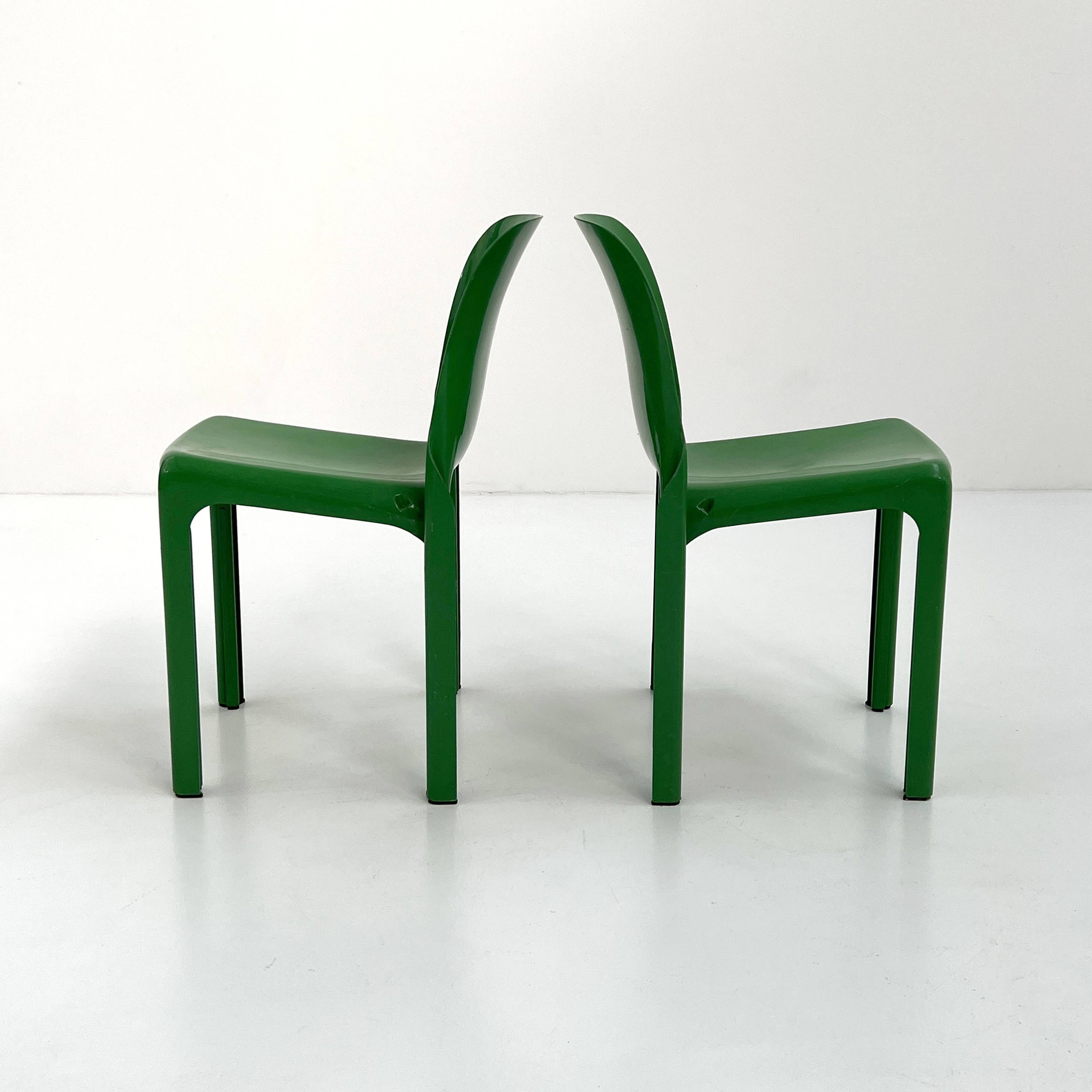 Set of 4 green Selene chairs by Vico Magistretti for Artemide, 1970