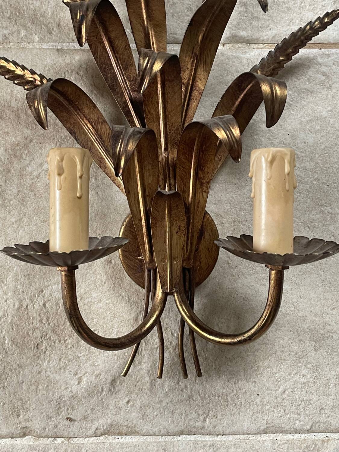 Vintage Italian ear of wheat wall light