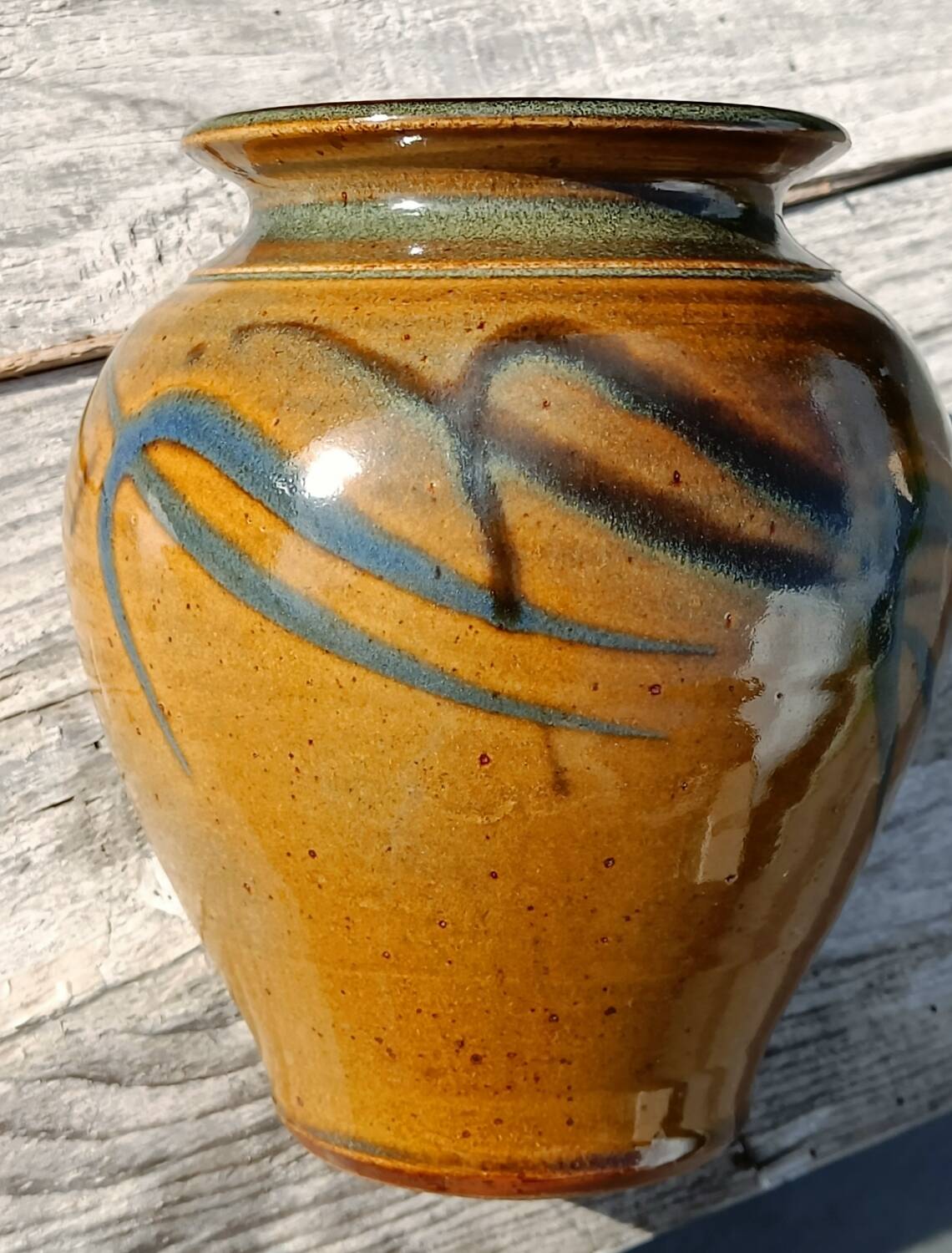 Flamed enamelled stoneware vase