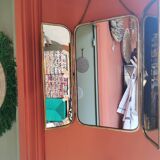 Solid brass triptych barber mirror
