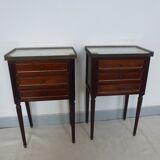 Old pair bedside table style Louis XVI mahogany marble