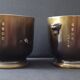 Pair of decorative pots inlays Japan signed early 20th century