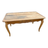 Table ou grand bureau un tiroir en chêne massif sculpté pieds chevillés 1900