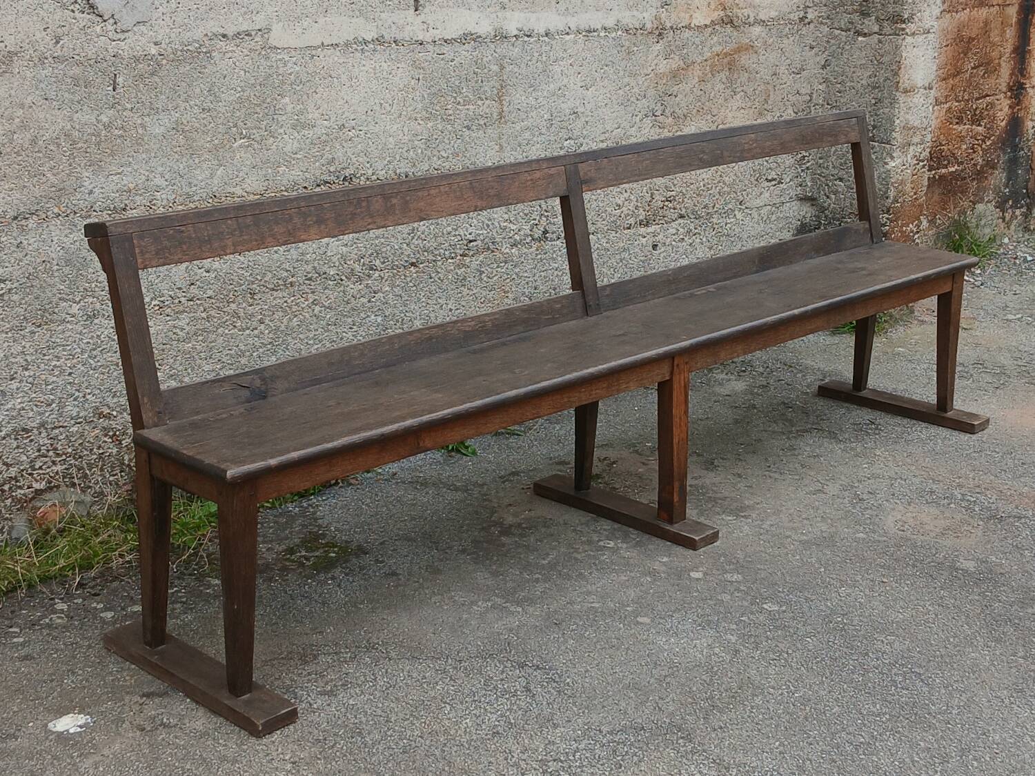 19th century oak church pew, 257 cm