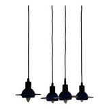 Set of 4 vintage blue glass pendants, made by Design Light A/S, Denmark, 1990s.