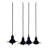 Lot de 4 pendentifs en verre bleu vintage, fabriqués par Design Light A/S, Danemark, années 1990