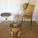 Portable bar 1960 rattan and scoubidou