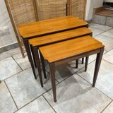 Vintage Scandinavian nesting coffee table in solid teak