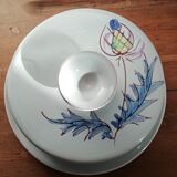Vallauris cheese bell and dish with thistle decor from the 60s
