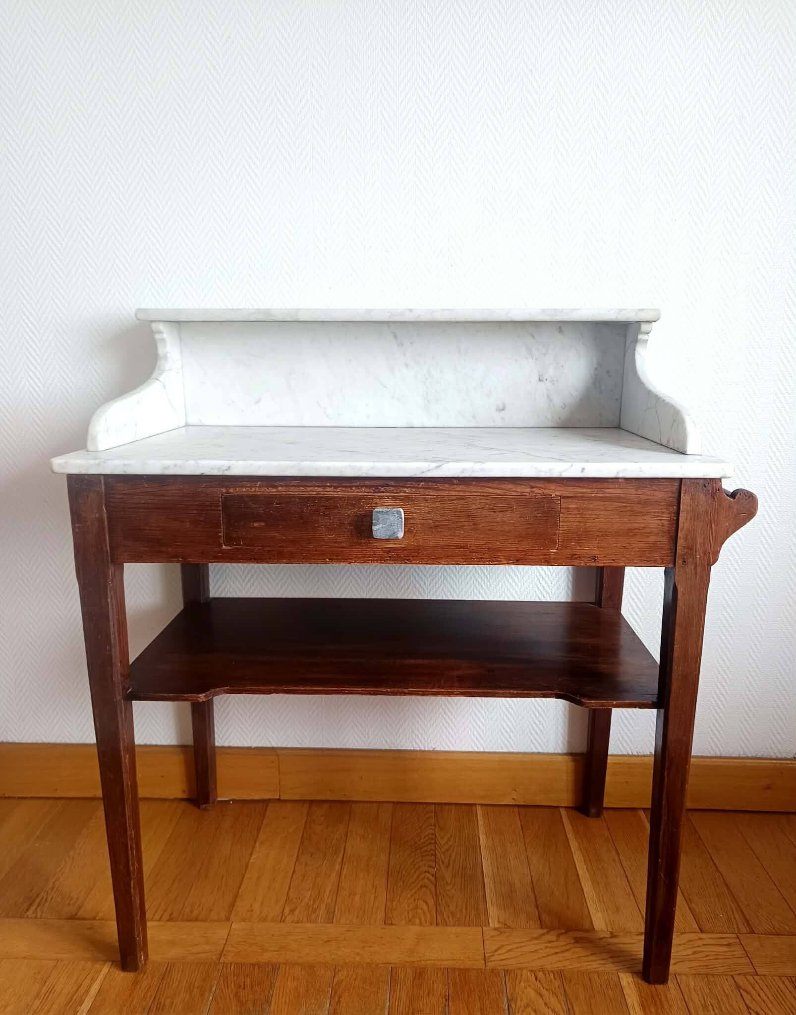 Coiffeuse maison de campagne bois et marbre