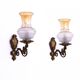 Pair of brass wall lamps, early 20th century, Poland.