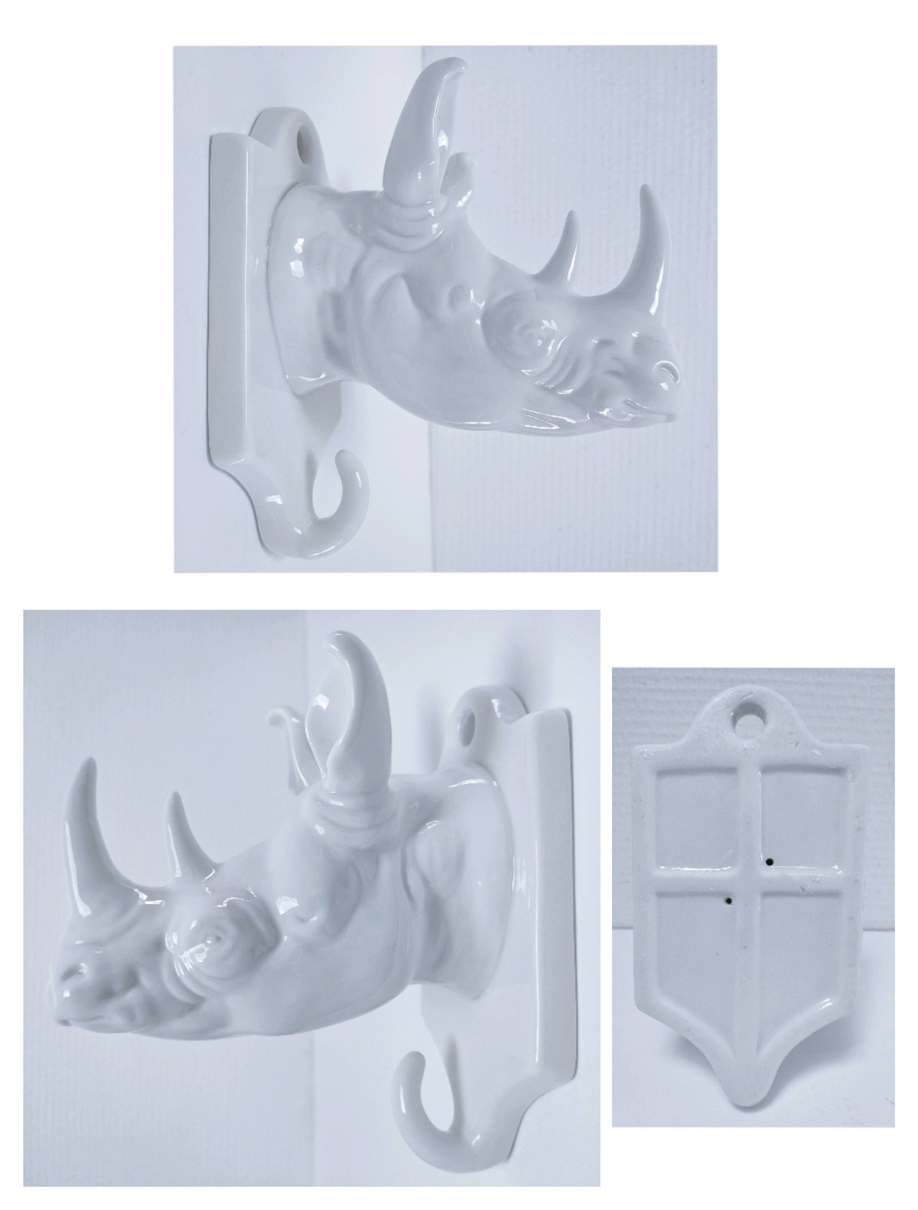 Porcelain rhinoceros design coat rack