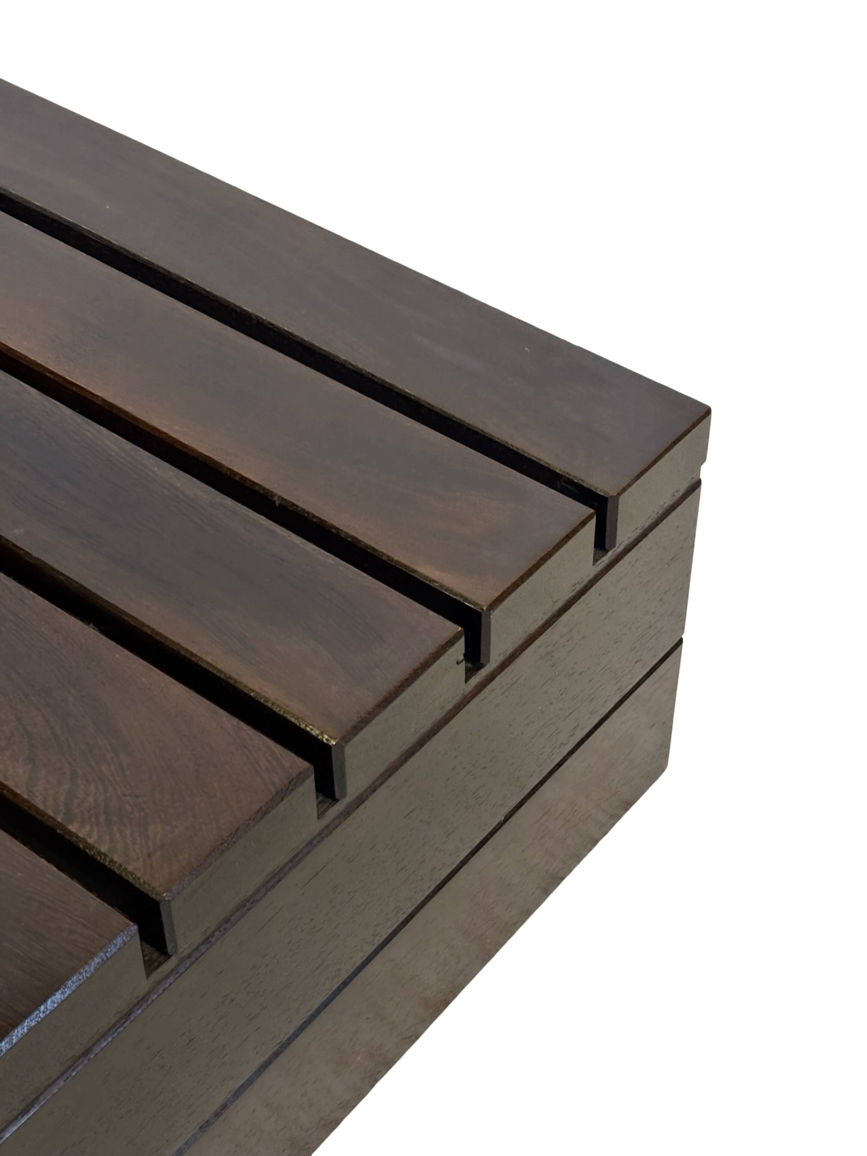 Vintage slatted coffee table design Wenge solid 70s minimalist