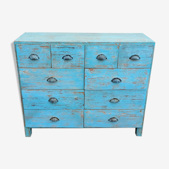 Blue wooden dresser with drawers