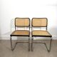 Pair of Marcel Breuer B32 Cesca chairs made in Italy.