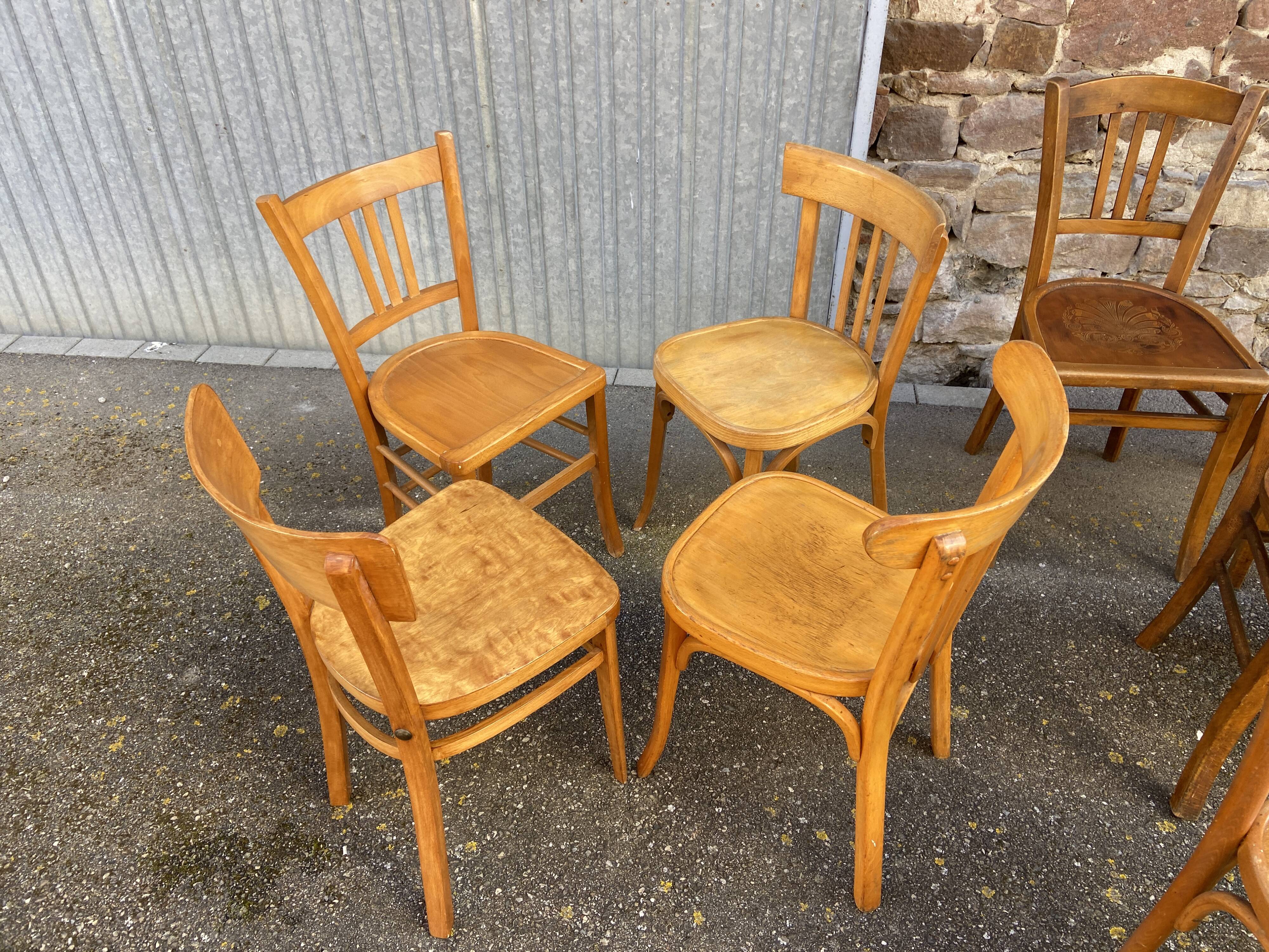 Set of 10 Thonet Fischel bistro chairs mismatched restaurant bentwood bent Brasserie