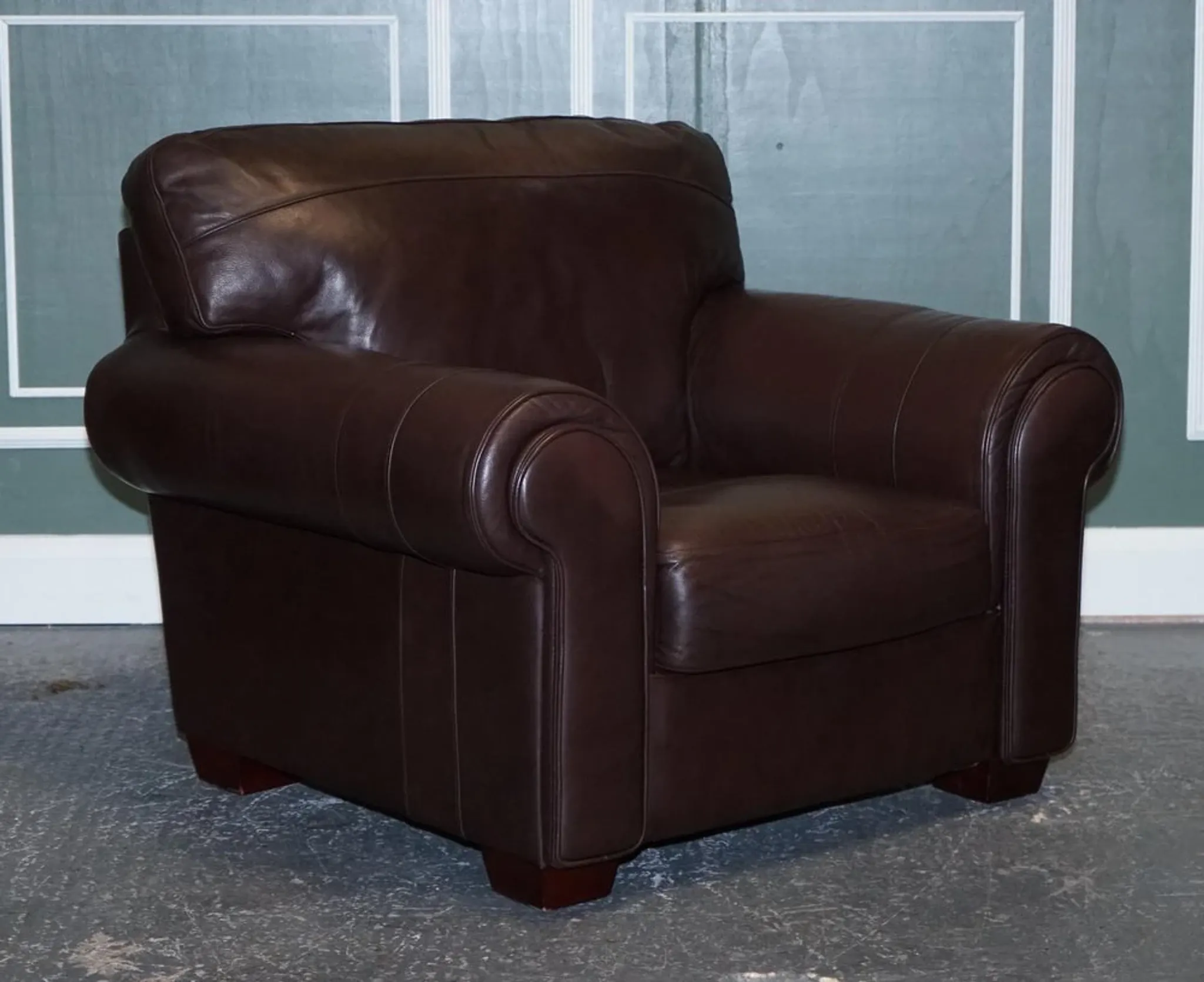 Brown Leather Armchairs, Set of 2