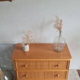 Vintage rattan chest of drawers