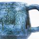 Jacques Blin Mug – Blue glazed earthenware with incised decoration of fantastic animals