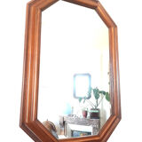 Hexagonal mirror in art deco wood