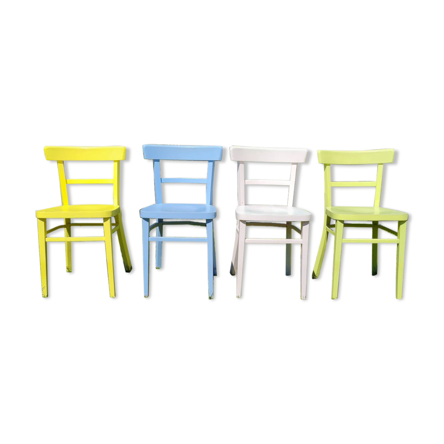 Série de 4 chaises Baumann en bois pastel